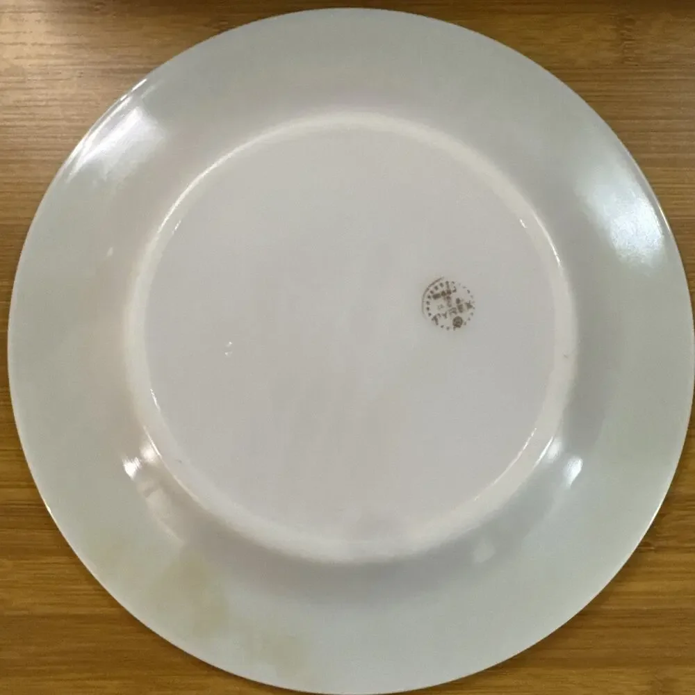 Set of 4 Pyrex Lime Green Band Dinner Plate Milk Glass MCM 10